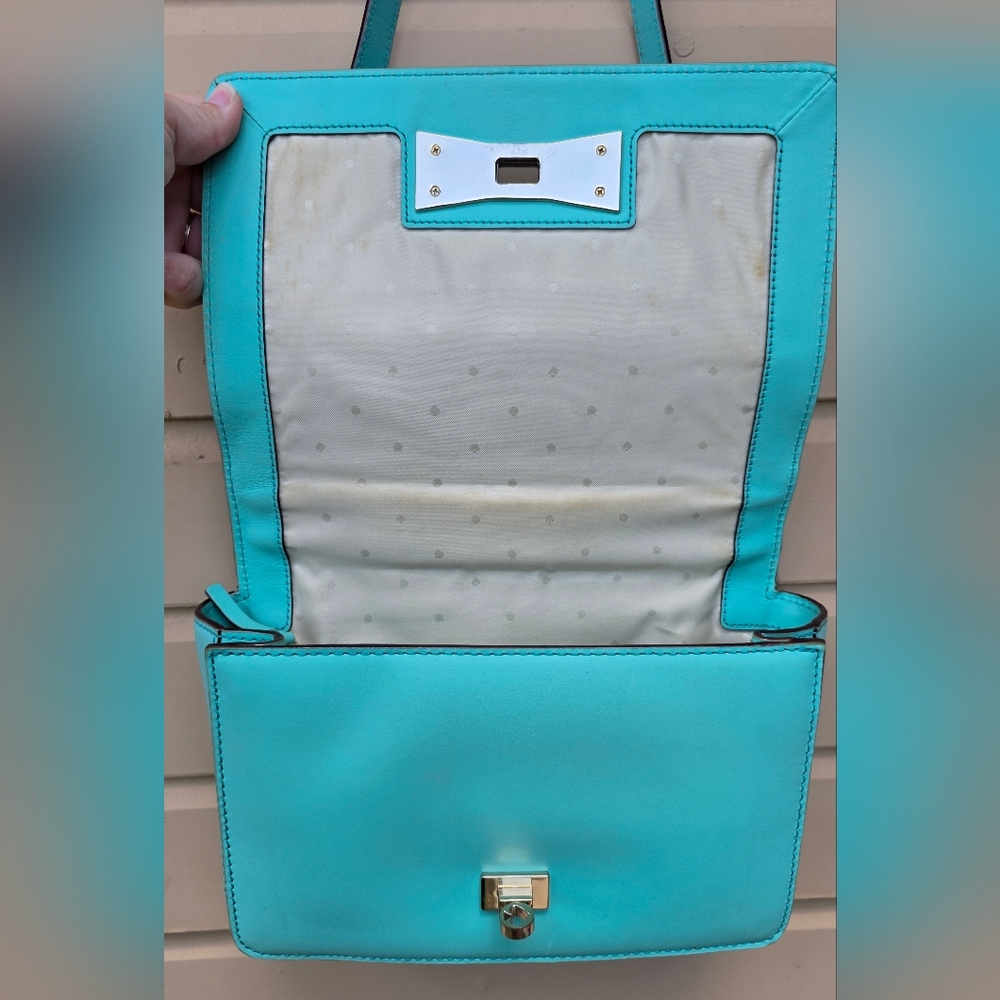 Kate Spade Teal Shoulder Purse Crossbody With Turn Lock Opening - Picture 5 of 9